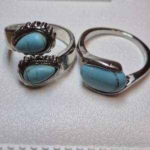 2 Ring Lot Sale Silver And Turquoise Ring